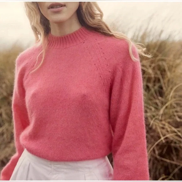 DOEN Marsena Juneberry Pink Alpaca Wool Cashmere Sweater Size Medium - Picture 2 of 12